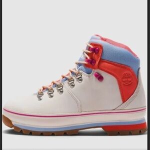 TIMBERLAND EURO HIKER White pink‎ blue Nubuck HIKING BOOTS size 10 brand new